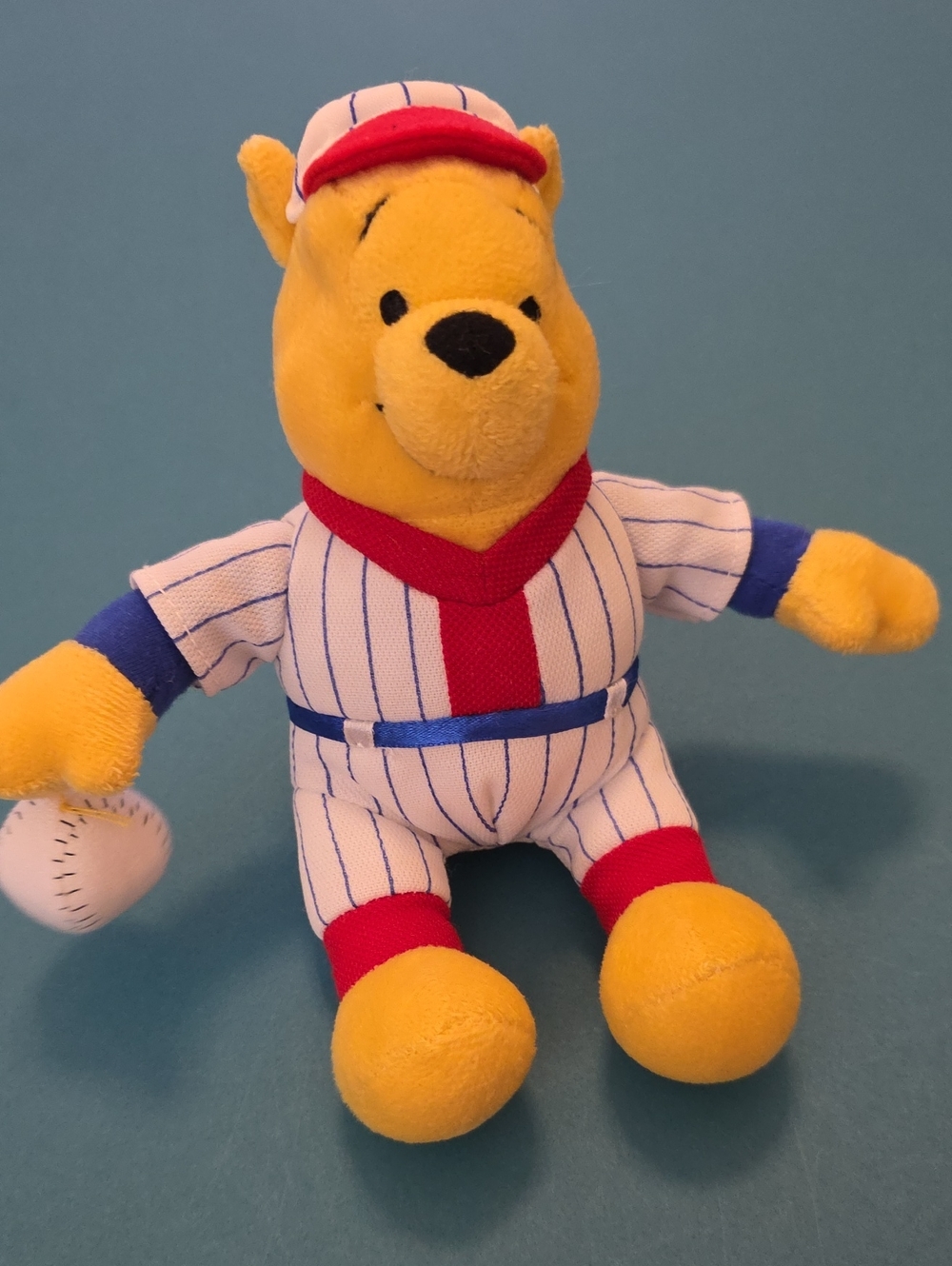 Disney Yellow Winnie-the-Pooh in Red, Blue & White Baseball Outfit Plush